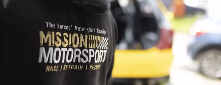 Hoodie with a Mission Motorsport logo